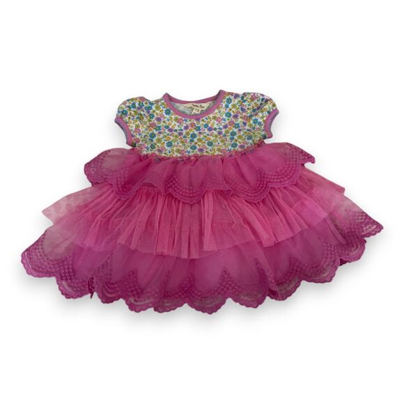 Matilda Jane Floral and Pink Tulle Dress 6-12 Months - Picture 1 of 2